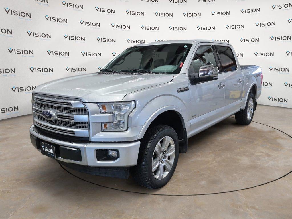 2017 Ford F-150 Platinum 4WD SuperCrew 5.5 Box in Ingot Silver Metallic — front three-quarter view