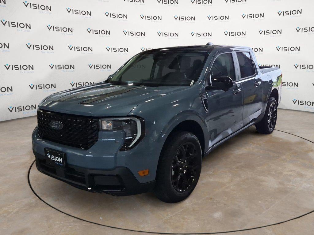 2026 Ford Maverick LARIAT AWD SuperCrew in Azure Gray Metallic Tri-Coat — front three-quarter view