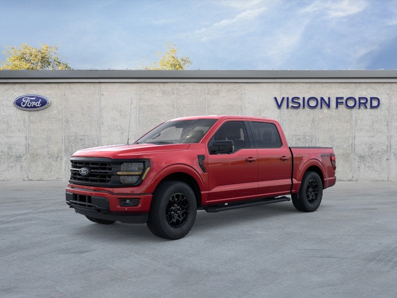 2026 Ford F-150 XLT in Ruby Red Metallic Tinted Clearcoat — front three-quarter view