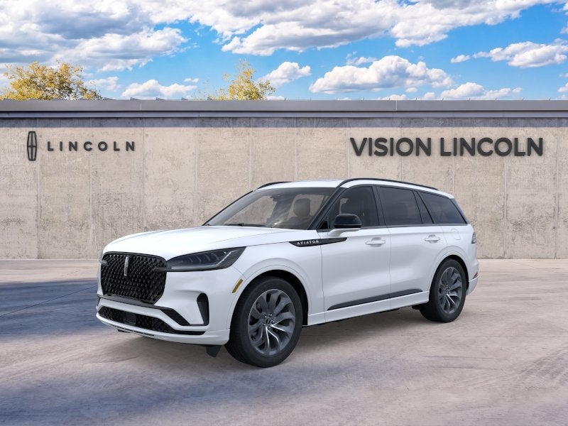 2025 Lincoln Aviator Premiere in Pristine White Metallic Tri-Coat — front three-quarter view