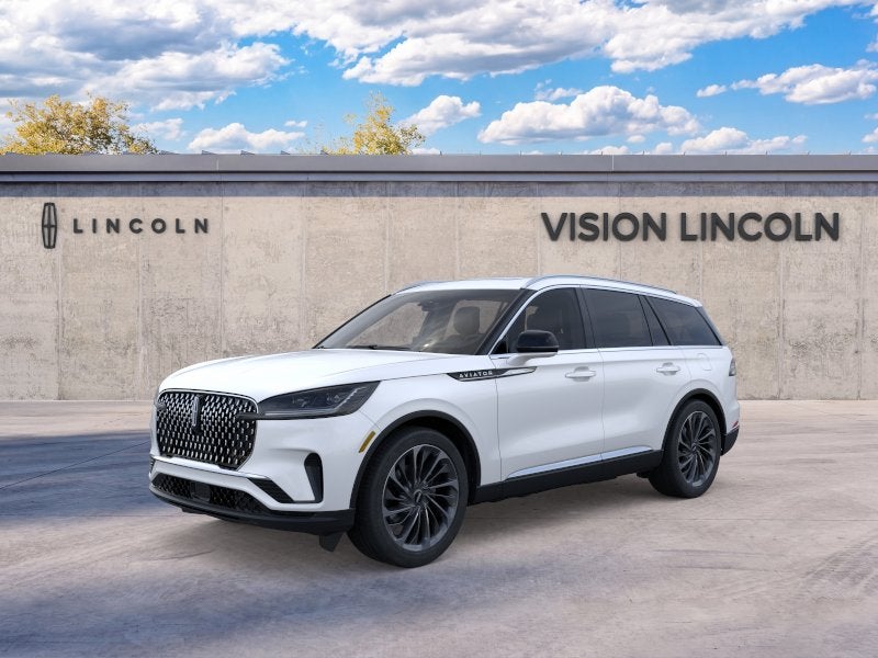 2025 Lincoln Aviator Reserve in Pristine White Metallic Tri-Coat — front three-quarter view